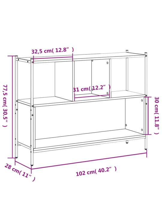 Raamatualus, sonoma tamm, 102 x 28 x 77,5 cm, tehispuit