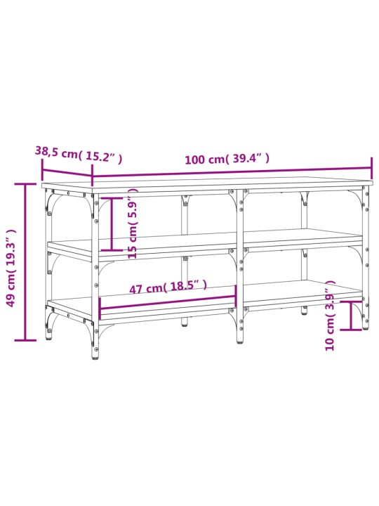 Jalatsipink, must, 100 x 38,5 x 49 cm, tehispuit