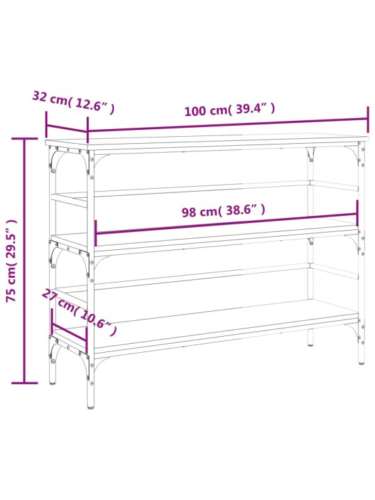 Konsoollaud, must, 100x32x75 cm, tehispuit