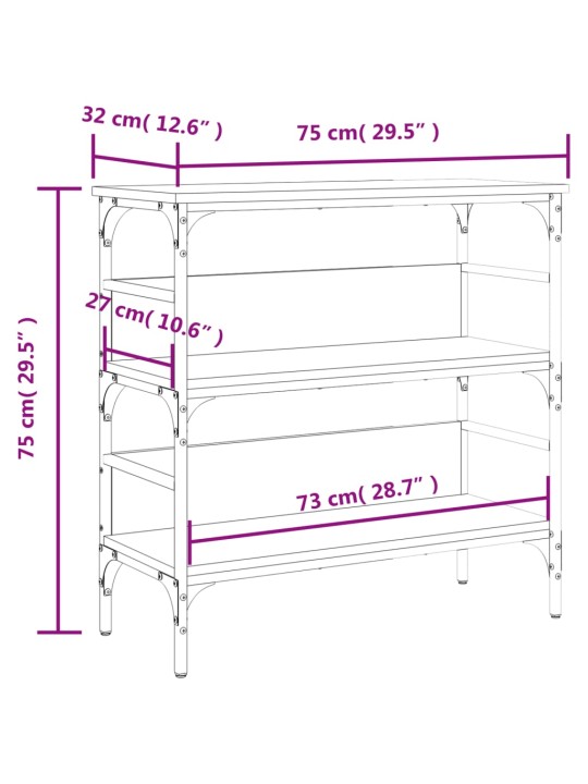 Konsoollaud, hall sonoma tamm, 75x32x75 cm, tehispuit