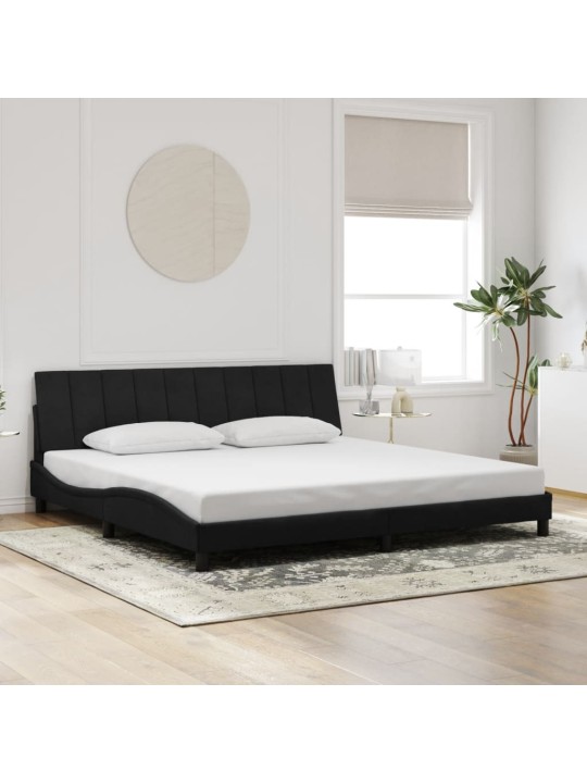 Voodiraam ilma madratsita, must, 200x200 cm, samet