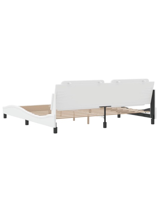 Voodiraam peatsiga, valge, 200x200 cm, kunstnahk