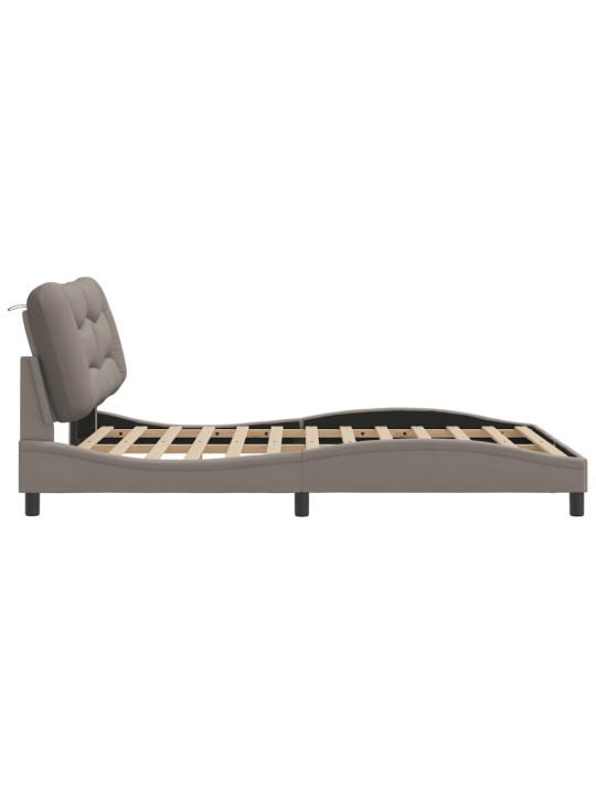 Voodiraam led ilma madratsita, pruunikashall, 140x190cm, kangas