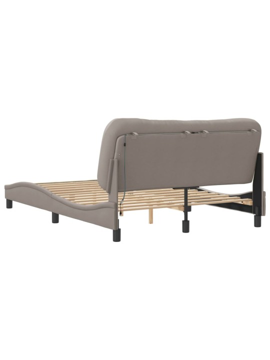 Voodiraam led ilma madratsita, pruunikashall, 140x190cm, kangas