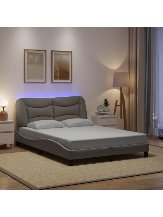 Voodiraam led ilma madratsita, pruunikashall, 140x190cm, kangas