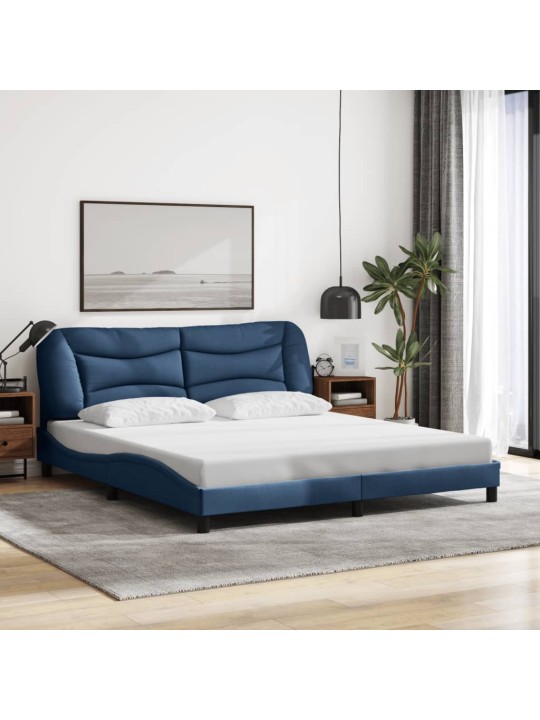 Voodiraam LED-iga ilma madratsita, sinine, 180x200 cm, kangas