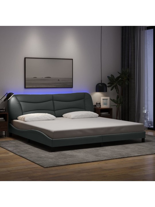 Voodiraam LED-iga ilma madratsita, 200 x 200 cm, kangas