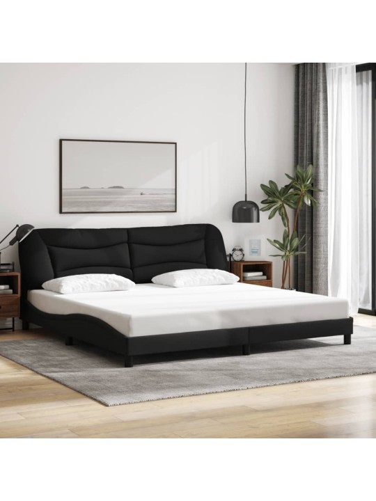 Voodiraam LED-iga ilma madratsita, must, 200x200 cm, kangas