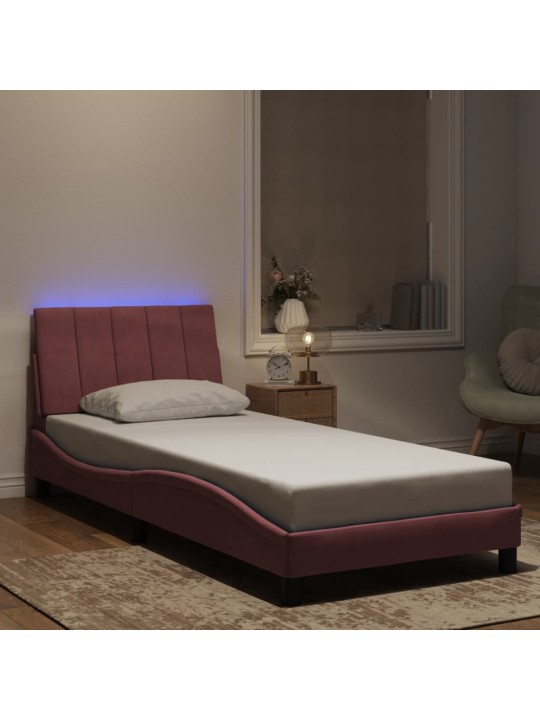 VOODIRAAM LED-TULEDEGA, ROOSA, 90X200 CM, SAMET
