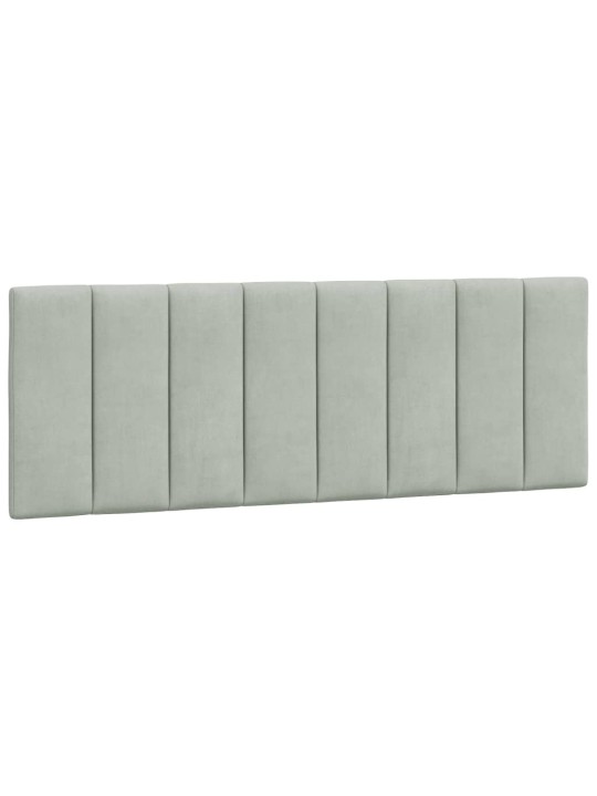 Voodiraam LED-tuledega, helehall, 120 x 200 cm, samet