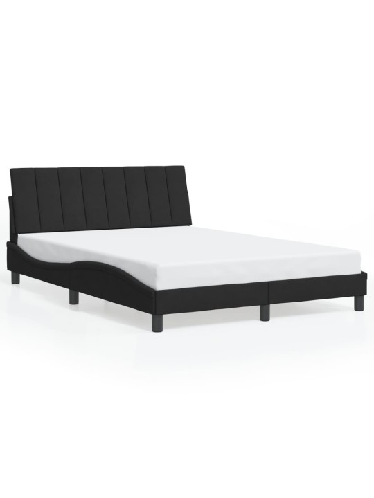 Voodiraam LED-tuledega, must, 140 x 190 cm, samet