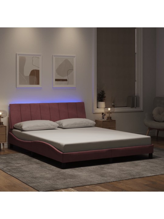 VOODIRAAM LED-TULEDEGA, ROOSA, 160X200 CM, SAMET