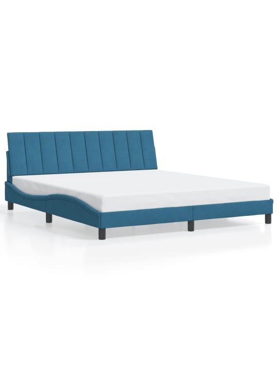 Voodiraam LED-tuledega, sinine, 180x200 cm, samet