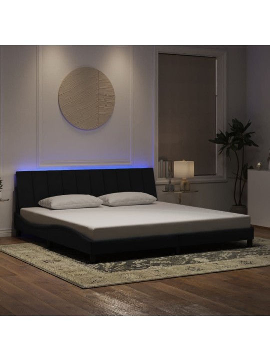 Voodiraam LED-tuledega, must, 200 x 200 cm