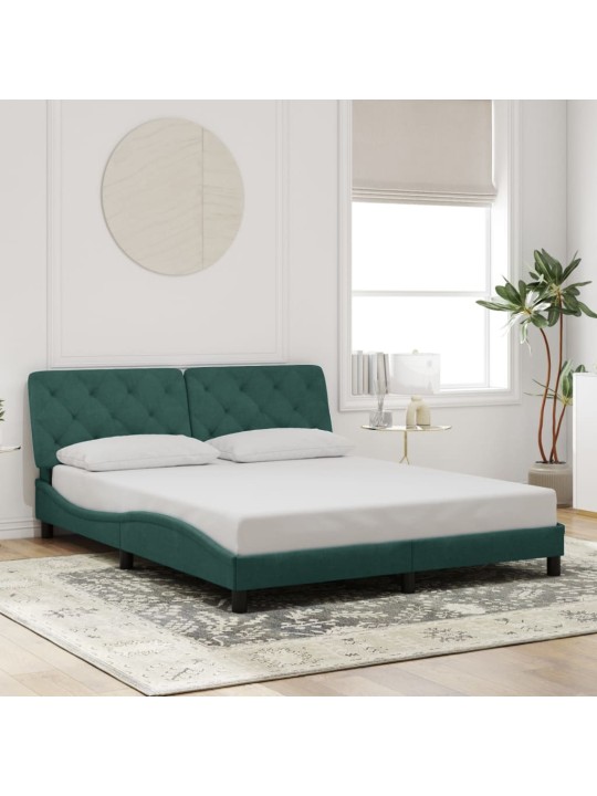 Voodiraam LED-tuledega, tumeroheline, 160x200 cm, samet
