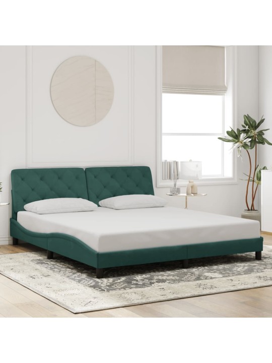 Voodiraam LED-tuledega, tumeroheline, 180x200 cm, samet
