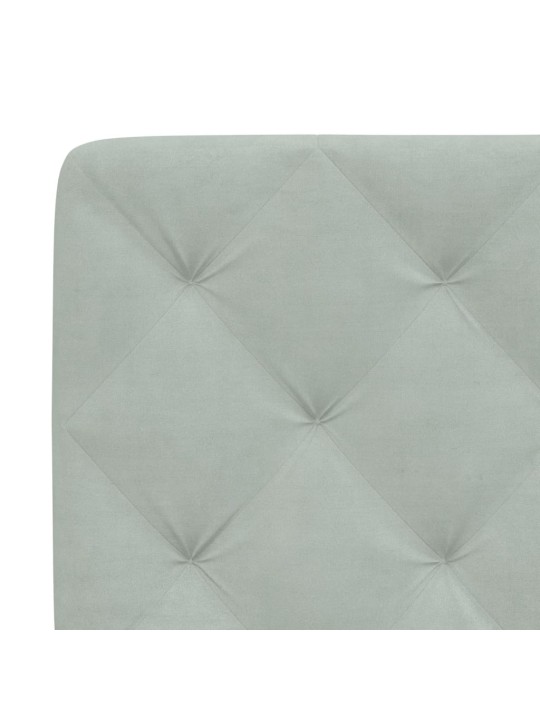 Voodiraam LED-tuledega, helehall, 200x200 cm, samet