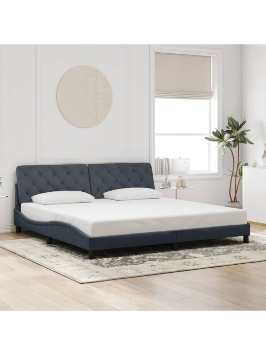 Voodiraam LED-tuledega, tumehall, 200x200 cm, samet
