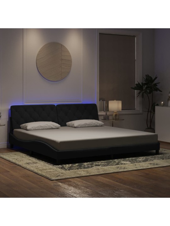 Voodiraam LED-tuledega, must, 200 x 200 cm