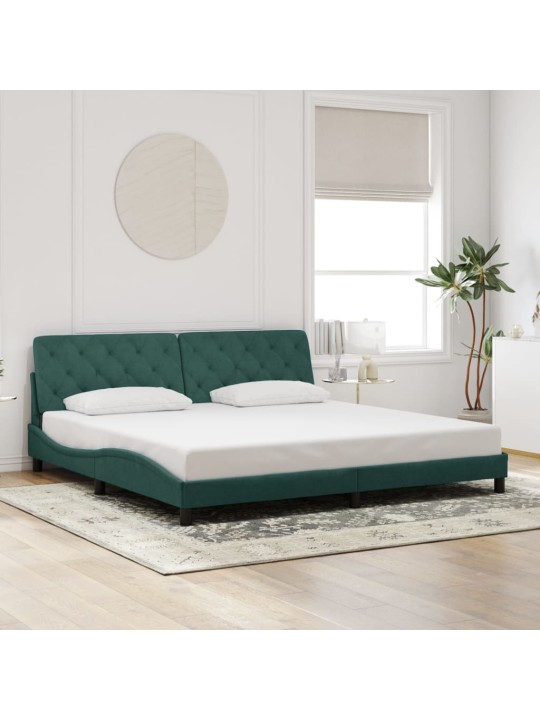 Voodiraam LED-tuledega, tumeroheline, 200x200 cm, samet