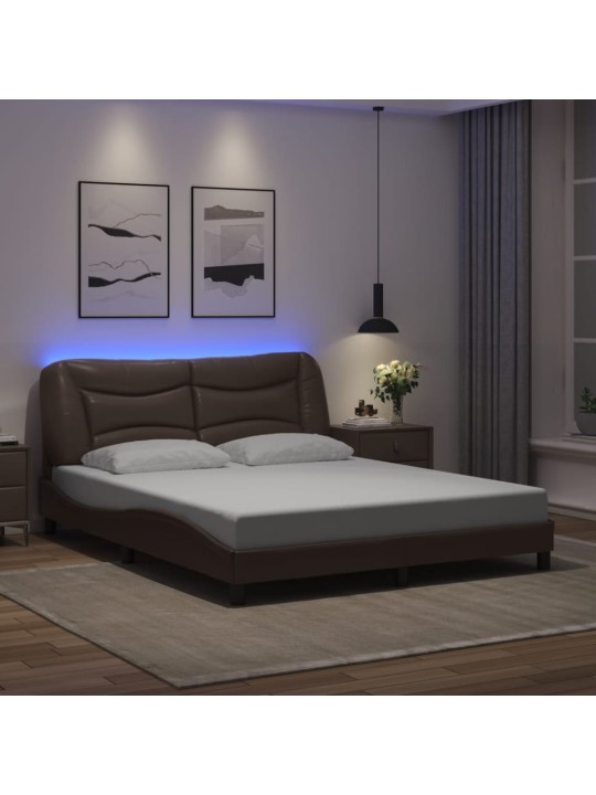 VOODIRAAM LED-TULEDEGA, PRUUN, 160 X 200 CM, KUNSTNAHK