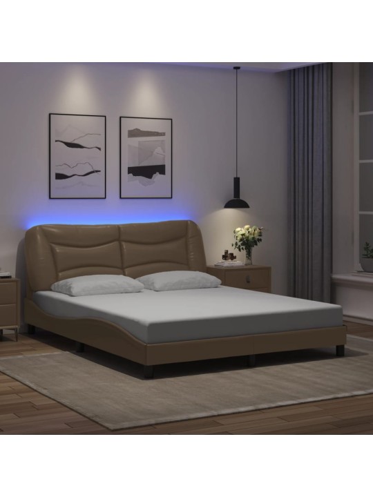 VOODIRAAM LED-TULEDEGA. CAPPUCCINO, 160 X 200 CM, KUNSTNAHK