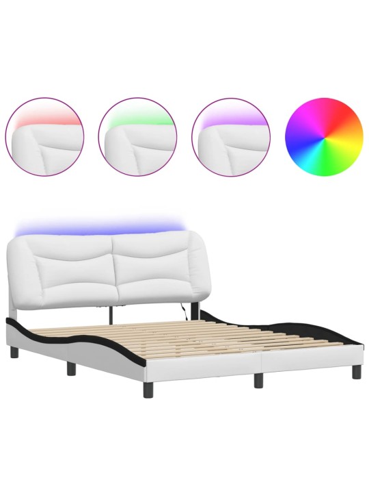 VOODIRAAM LED-TULEDEGA, VALGE JA MUST, 160 X 200 CM, KUNSTNAHK