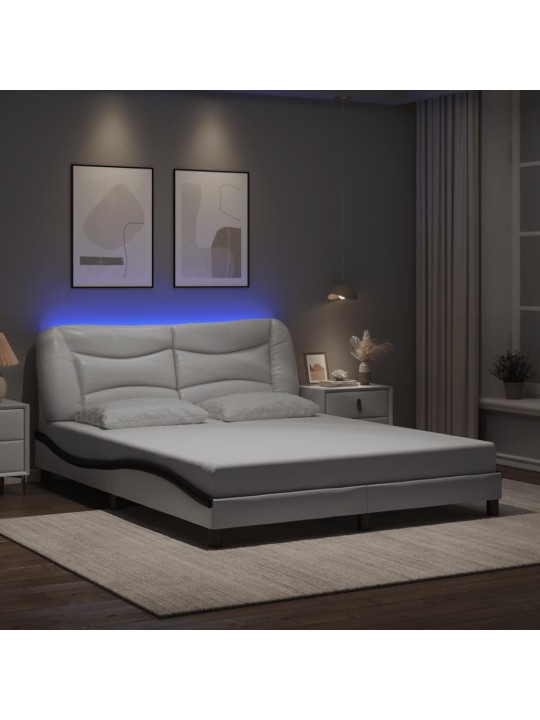 VOODIRAAM LED-TULEDEGA, VALGE JA MUST, 160 X 200 CM, KUNSTNAHK