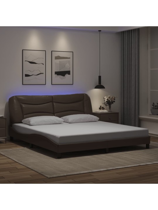 VOODIRAAM LED-TULEDEGA, PRUUN, 180 X 200 CM, KUNSTNAHK