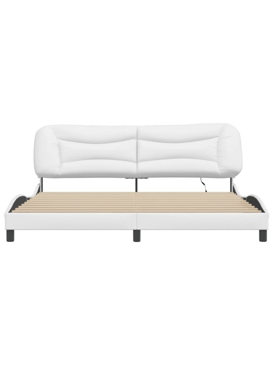 Voodiraam LED-tuledega, valge, 200x200 cm, kunstnahk