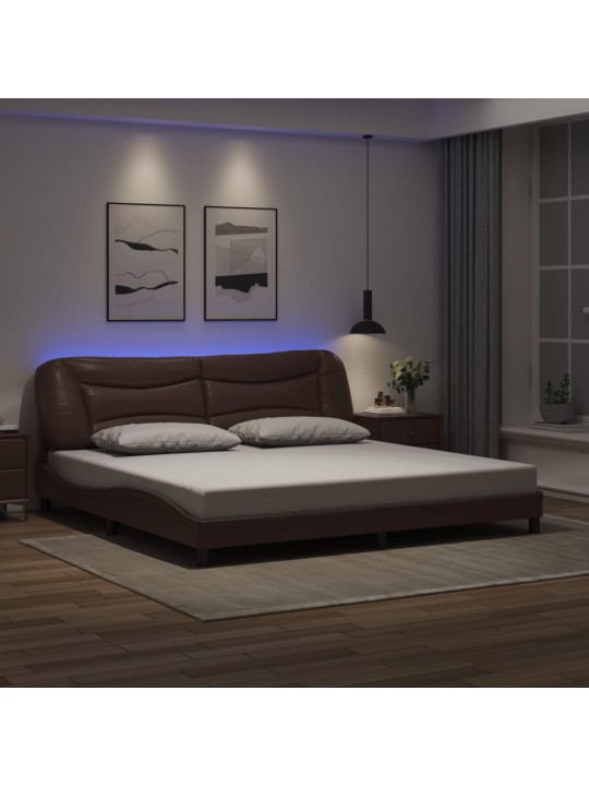 VOODIRAAM LED-TULEDEGA,PRUUN, 200X200 CM, KUNSTNAHK