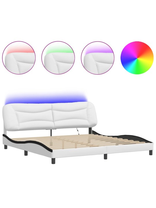 VOODIRAAM LED-TULEDEGA, VALGE JA MUST, 200X200 CM, KUNSTNAHK
