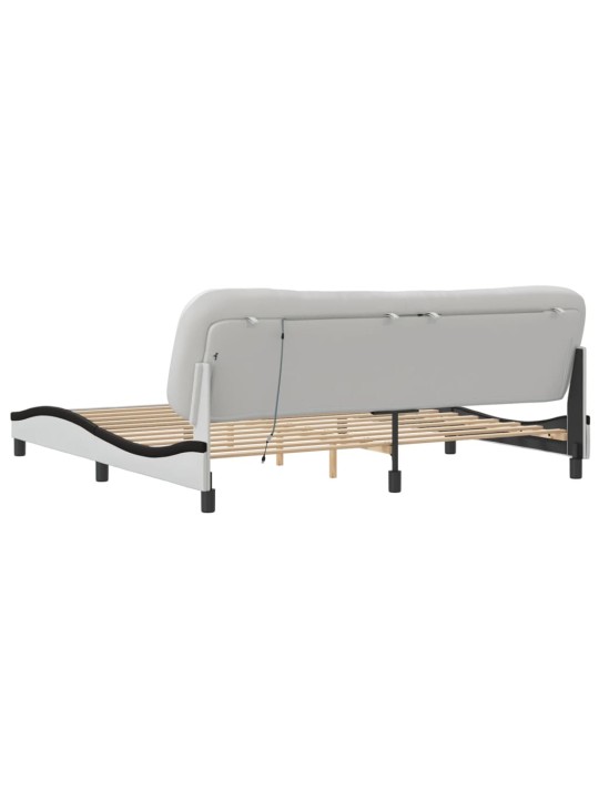 VOODIRAAM LED-TULEDEGA, VALGE JA MUST, 200X200 CM, KUNSTNAHK
