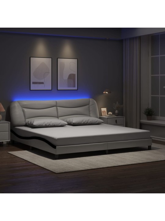 VOODIRAAM LED-TULEDEGA, VALGE JA MUST, 200X200 CM, KUNSTNAHK