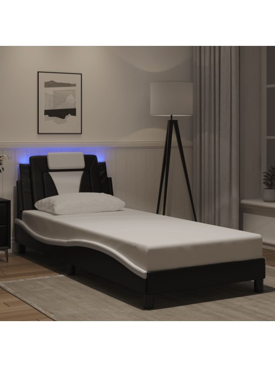 VOODIRAAM LED-TULEDEGA, MUST JA VALGE, 90 X 200 CM, KUNSTNAHK