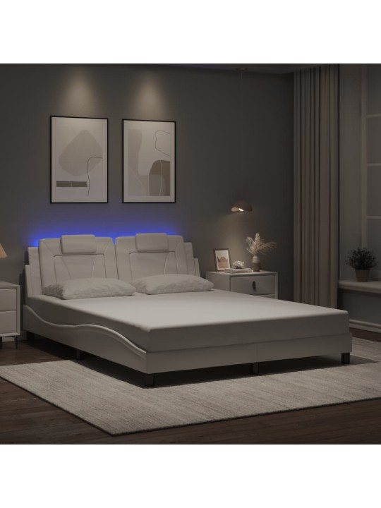 VOODIRAAM LED-TULEDEGA, VALGE, 160 X 200 CM, KUNSTNAHK
