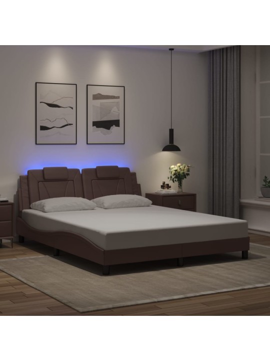 VOODIRAAM LED-TULEDEGA, PRUUN, 160 X 200 CM, KUNSTNAHK