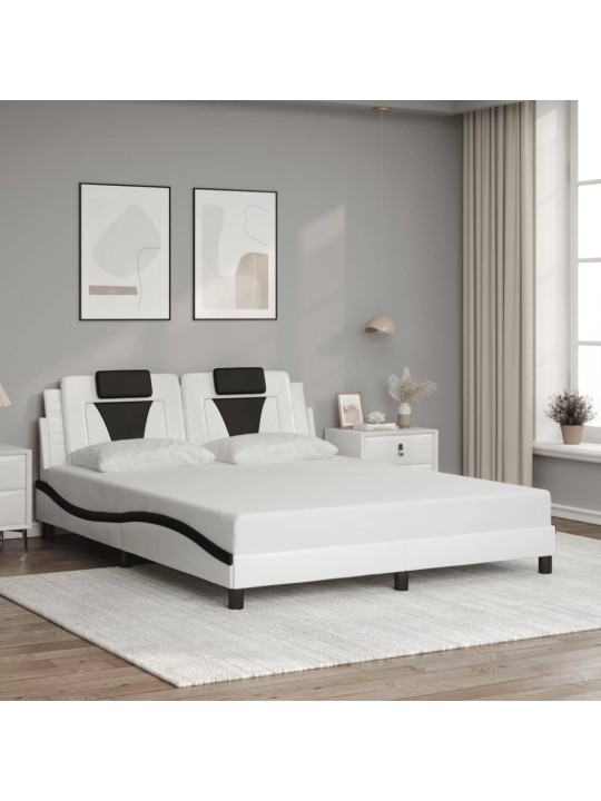 VOODIRAAM LED-TULEDEGA, VALGE JA MUST, 160 X 200 CM, KUNSTNAHK