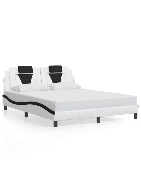 VOODIRAAM LED-TULEDEGA, VALGE JA MUST, 160 X 200 CM, KUNSTNAHK