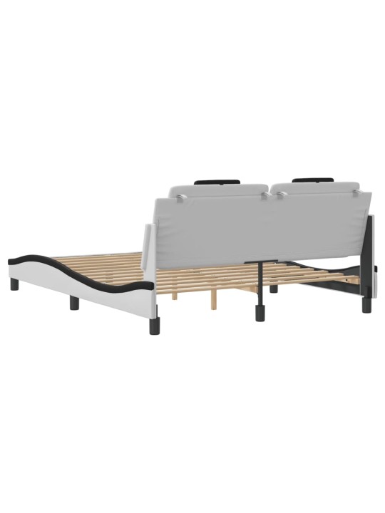VOODIRAAM LED-TULEDEGA, VALGE JA MUST, 160 X 200 CM, KUNSTNAHK