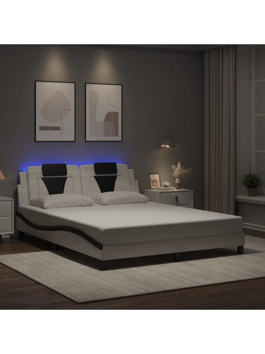 VOODIRAAM LED-TULEDEGA, VALGE JA MUST, 160 X 200 CM, KUNSTNAHK