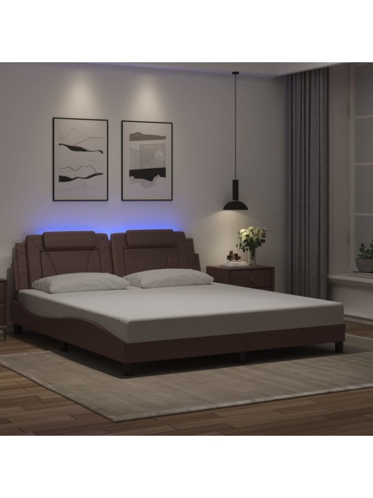 VOODIRAAM LED-TULEDEGA, PRUUN, 180 X 200 CM, KUNSTNAHK