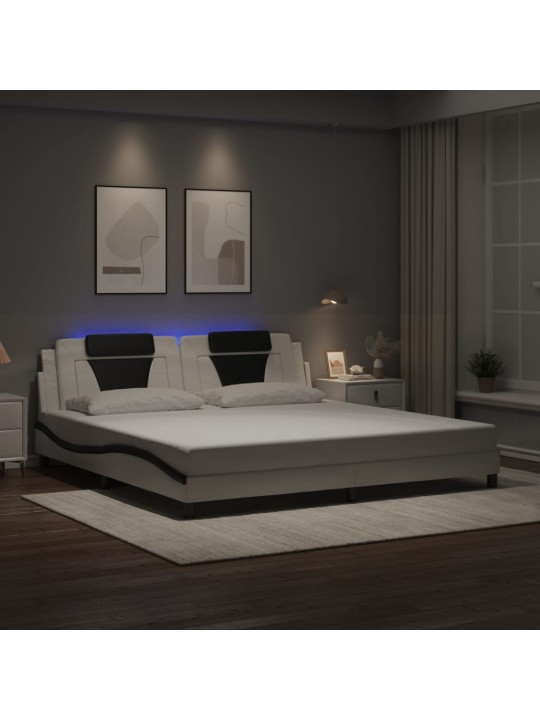 VOODIRAAM LED-TULEDEGA, VALGE JA MUST, 200X200 CM, KUNSTNAHK