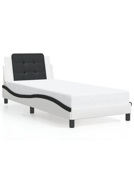 Voodiraam LED-tuledega, valge ja must, 80 x 200 cm, kunstnahk