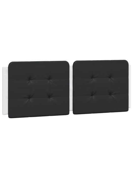 Voodiraam LED-tuledega, valge ja must, 140 x 190 cm, kunstnahk