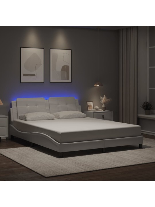 VOODIRAAM LED-TULEDEGA, VALGE, 160 X 200 CM, KUNSTNAHK