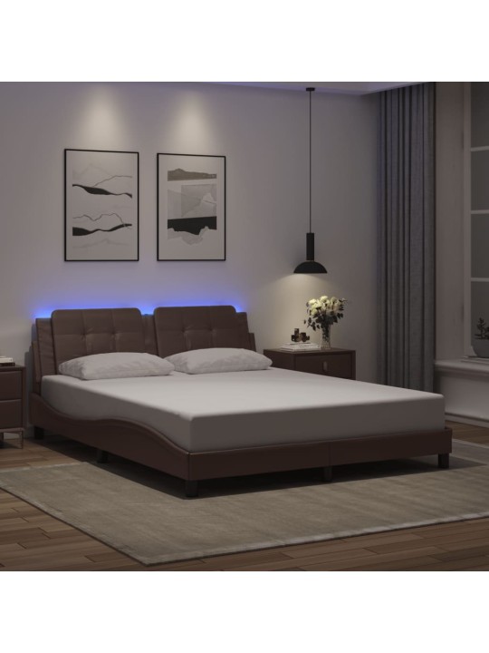 VOODIRAAM LED-TULEDEGA, PRUUN, 160 X 200 CM, KUNSTNAHK