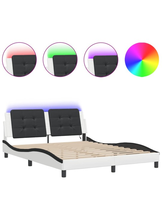 VOODIRAAM LED-TULEDEGA, VALGE JA MUST, 160 X 200 CM, KUNSTNAHK