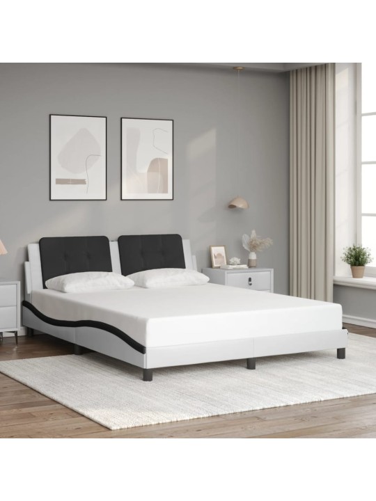 VOODIRAAM LED-TULEDEGA, VALGE JA MUST, 160 X 200 CM, KUNSTNAHK