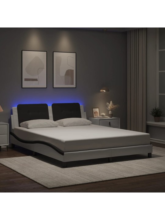 VOODIRAAM LED-TULEDEGA, VALGE JA MUST, 160 X 200 CM, KUNSTNAHK